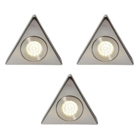 Pack of 3 Scott Triangular Warm White LED Under Kitchen Cabinet Light - Satin Nickel
