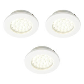 Pack of 3 Conwy Kitchen 1.5 Watt LED Circular Cabinet Light with Frosted Shade – White - thumbnail 1