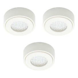 Pack of 3 Wakefield Kitchen 1.5 Watt LED Circular Cabinet Light with Frosted Shade - White - thumbnail 1