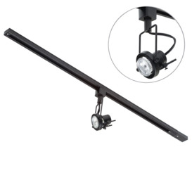 1 metre Track Light Kit with 1 Greenwich Heads and LED Bulbs - Black - thumbnail 1