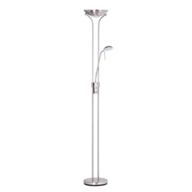 Mother and Child 2 Light Floor Lamp with Bulbs - Satin Chrome