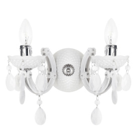 Marie Therese 2 Arm Wall Light Chandelier - White with FREE LED Bulbs - thumbnail 1