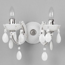 Marie Therese 2 Arm Wall Light Chandelier - White with FREE LED Bulbs - thumbnail 2