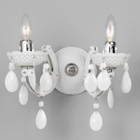 Marie Therese 2 Arm Wall Light Chandelier - White with FREE LED Bulbs - thumbnail 3
