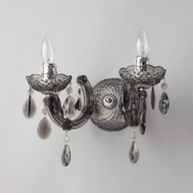 Marie Therese 2 Arm Wall Light Chandelier - Smoke with FREE LED Bulbs - thumbnail 2