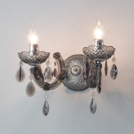 Marie Therese 2 Arm Wall Light Chandelier - Smoke with FREE LED Bulbs - thumbnail 3