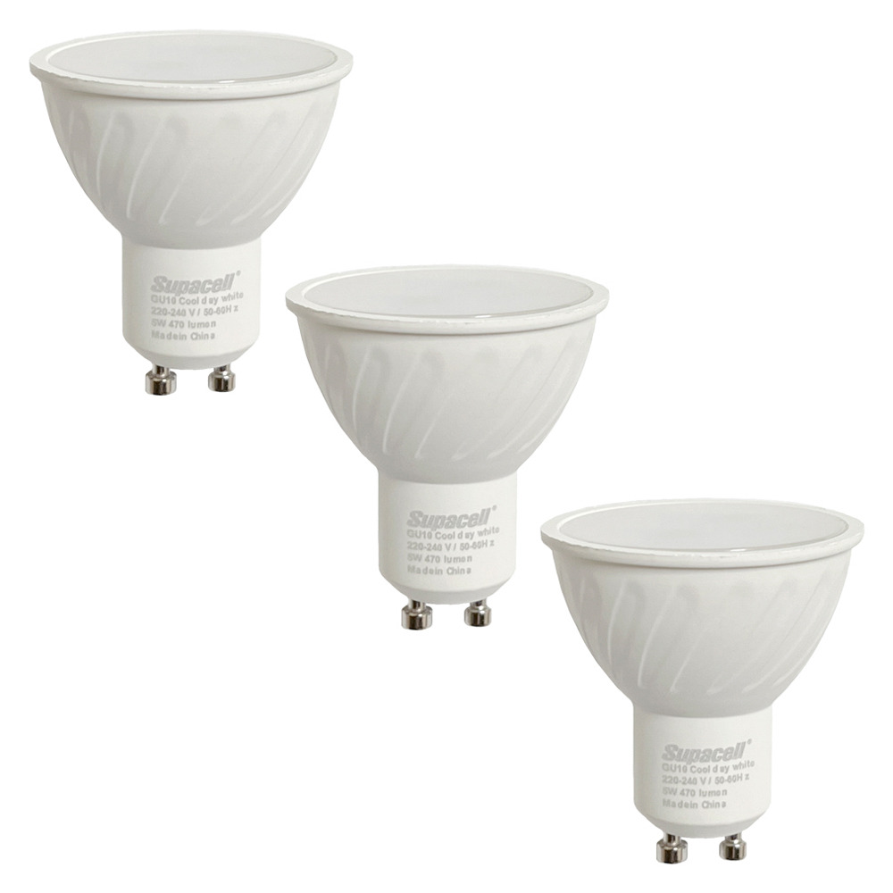 3 Pack of 5 Watt LED GU10 6500K Light Bulb - Cool White - image 1