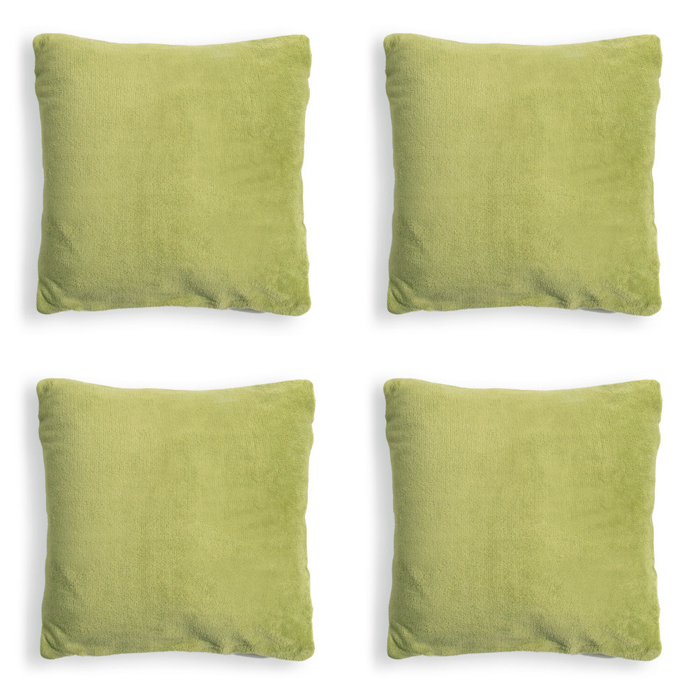 4 Pack of 45cm Square Microfleece Cushion - Green - image 1