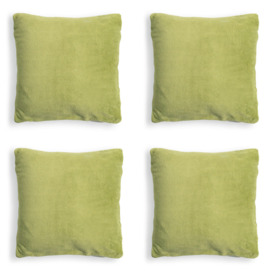 4 Pack of 45cm Square Microfleece Cushion - Green - thumbnail 1