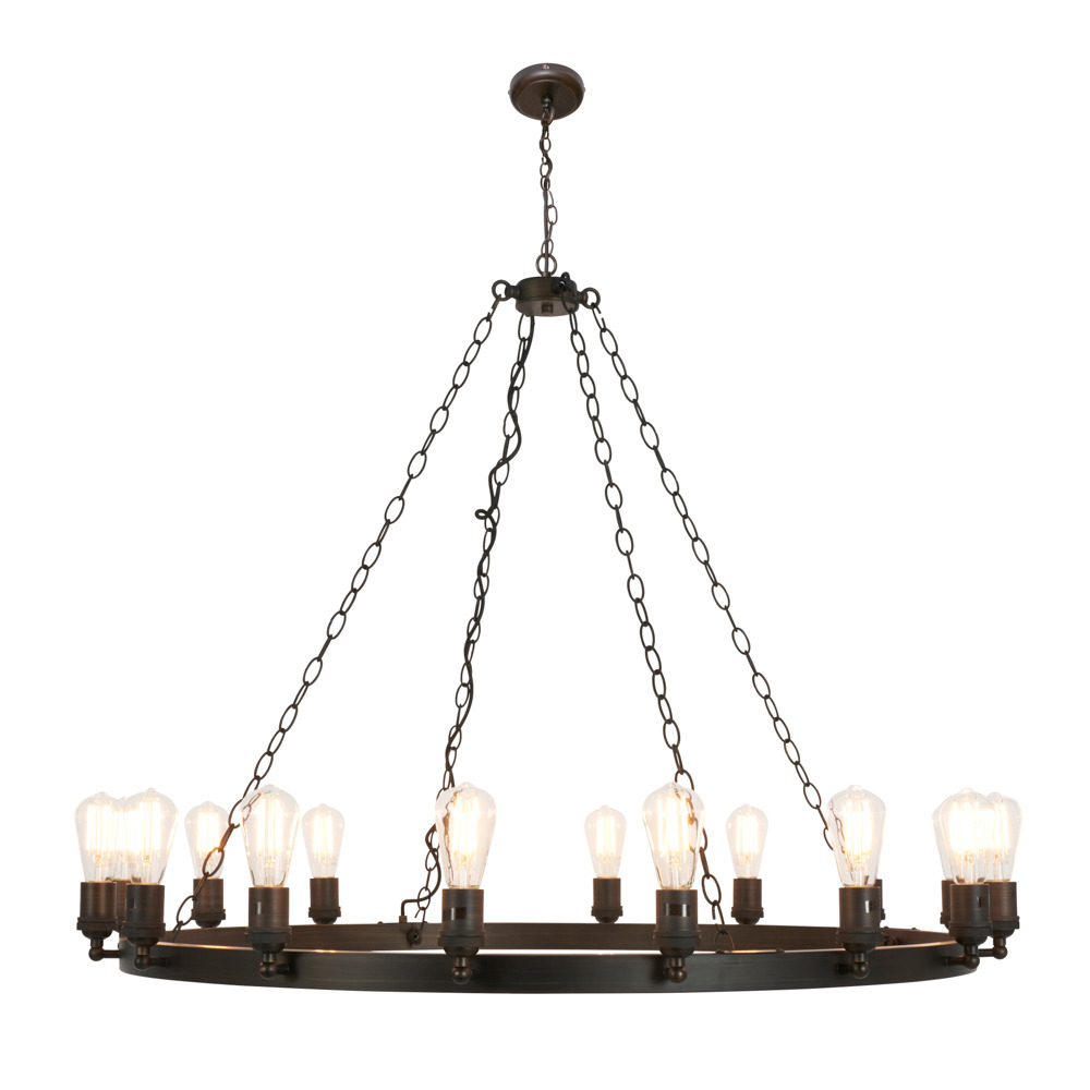 Visconte Capri Large 16 Light 104cm Ring Ceiling Pendant - Bronze - image 1