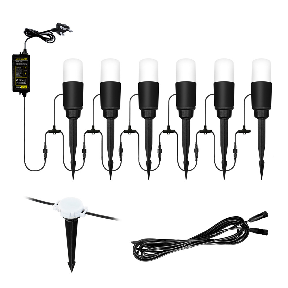 Sitka 6 x 3 Watt LED Outdoor Pathway Light Kit with 5m Cable and Photocell Sensor - Black - image 1