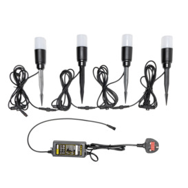 Sitka 6 x 3 Watt LED Outdoor Pathway Light Kit with 5m Cable and Photocell Sensor - Black - thumbnail 2