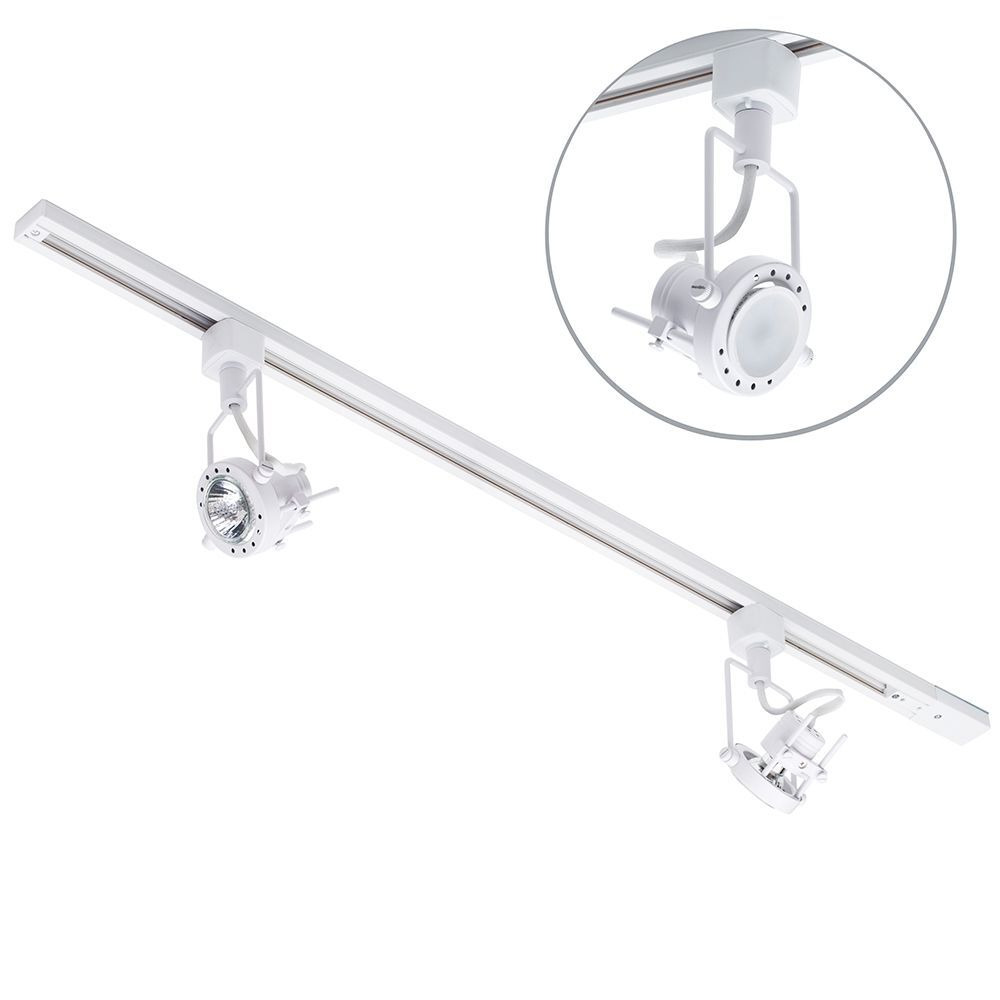1 metre Track Light Kit with 2 Greenwich Heads and LED Bulbs - White - image 1