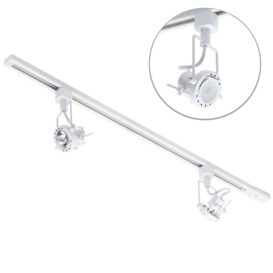 1 metre Track Light Kit with 2 Greenwich Heads and LED Bulbs - White - thumbnail 1
