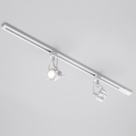 1 metre Track Light Kit with 2 Greenwich Heads and LED Bulbs - White - thumbnail 2