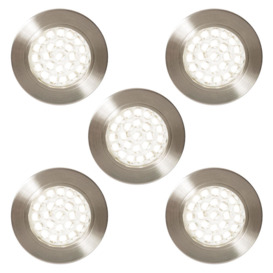 Pack of 5 Charles Circular Recessed Natural White LED Under Kitchen Cabinet Light - Satin Nickel - thumbnail 1