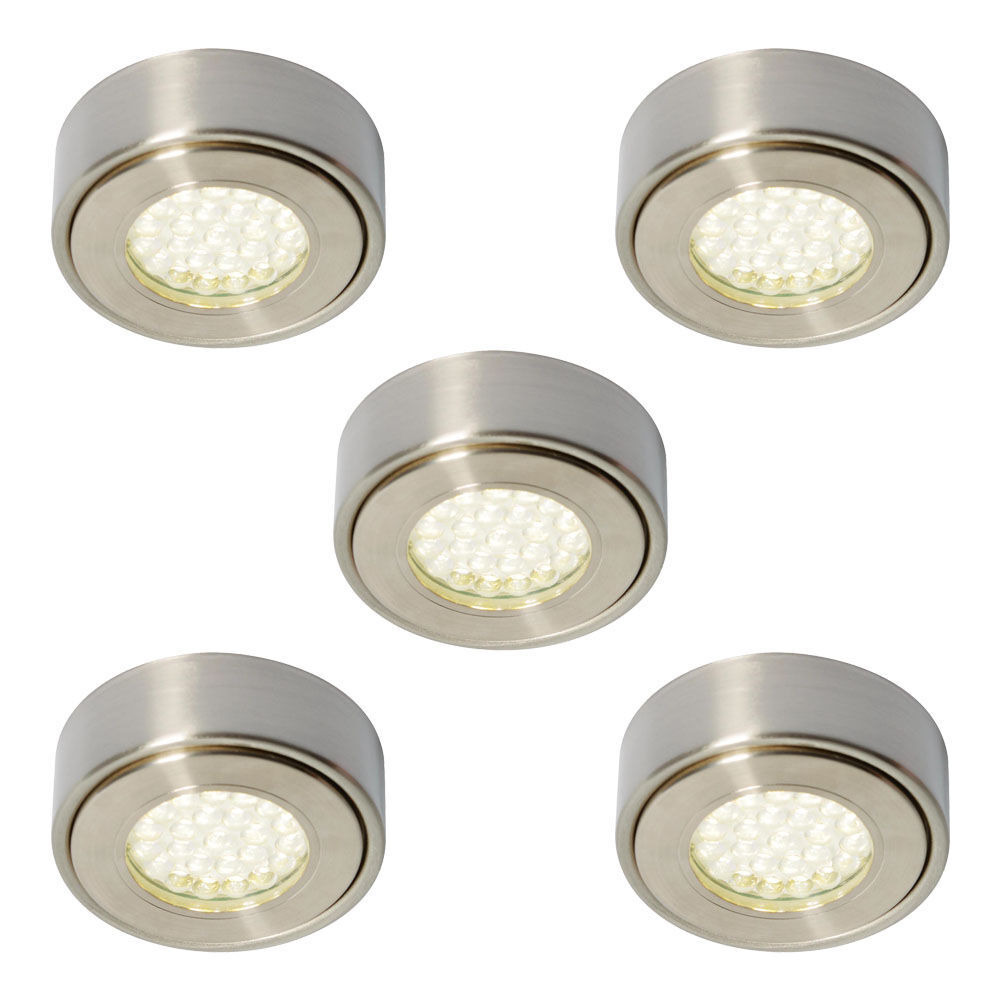 Pack of 5 Laghetto LED Circular Cabinet Light in Satin Nickel - image 1