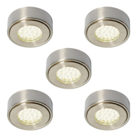 Pack of 5 Laghetto LED Circular Cabinet Light in Satin Nickel