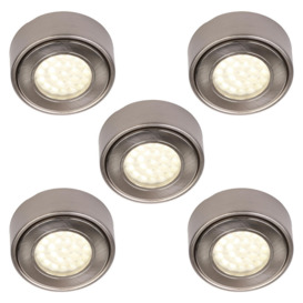 Pack of 5 Circular LED Under Cabinet Light Warm White - Satin Nickel - thumbnail 1