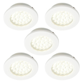 Pack of 5 Conwy Kitchen 1.5 Watt LED Circular Cabinet Light with Frosted Shade – White - thumbnail 1