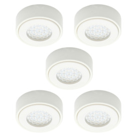 Pack of 5 Wakefield Kitchen 1.5 Watt LED Circular Cabinet Light with Frosted Shade - White - thumbnail 1
