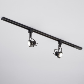 1 metre Track Light Kit with 2 Greenwich Heads and LED Bulbs - Black - thumbnail 3