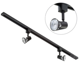 1 metre Track Light Kit with 2 Harlem Heads and LED Bulbs - Black