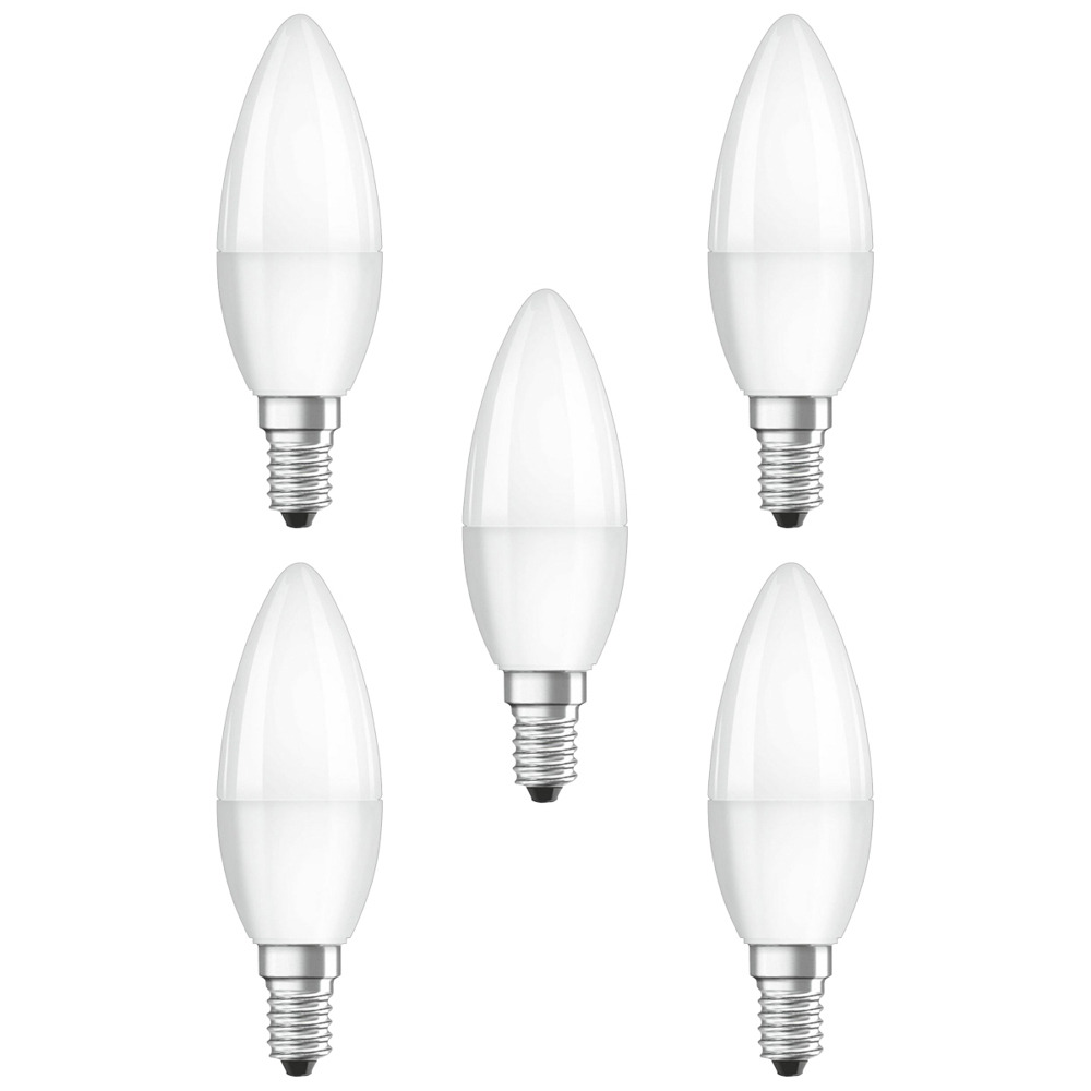 5 Pack of 4.9 Watt LED E14 Small Edison Screw 3000K Candle Light Bulbs - Warm White - image 1