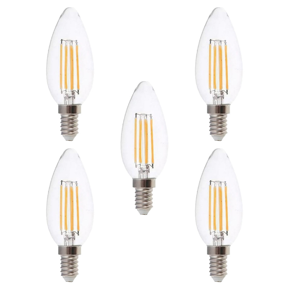 5 Pack of 6 Watt LED E14 Small Edison Screw 2700K Vintage Filament Light Bulbs - Warm White - image 1