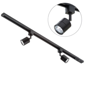 1m Track Light Kit with 2 Soho Heads and LED Bulbs - Black