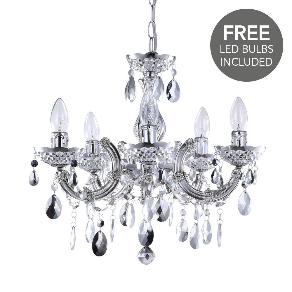 Marie Therese 5 Light Dual Mount Chandelier - Silver with LED Bulbs - image 1