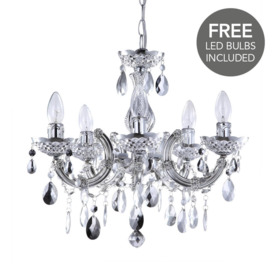 Marie Therese 5 Light Dual Mount Chandelier - Silver with LED Bulbs - thumbnail 1
