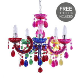 Marie Therese 5 Light Dual Mount Chandelier - Multicoloured with LED Bulbs