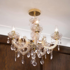Marie Therese 5 Light Dual Mount Chandelier - Gold with LED Bulbs - thumbnail 3