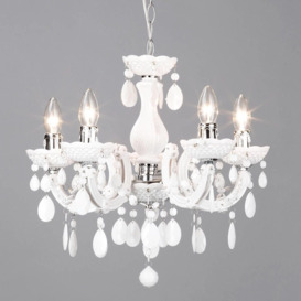 Marie Therese 5 Light Dual Mount Chandelier - White with LED Bulbs - thumbnail 2