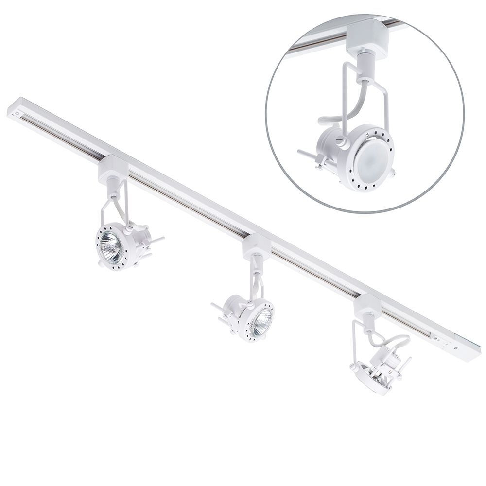 1 metre Track Light Kit with 3 Greenwich Heads and LED Bulbs - White - image 1