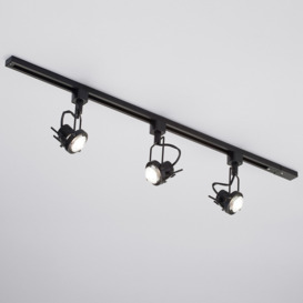 1 metre Track Light Kit with 3 Greenwich Heads and LED Bulbs - Black - thumbnail 3