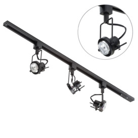 1 metre Track Light Kit with 3 Greenwich Heads and LED Bulbs - Black - thumbnail 1