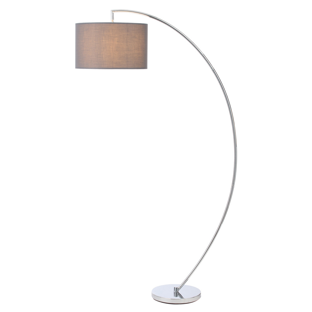 Curtis Arc Floor Lamp with Grey Shade - Chrome - image 1