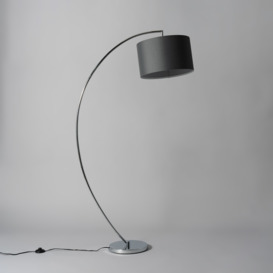 Curtis Arc Floor Lamp with Grey Shade - Chrome - thumbnail 3