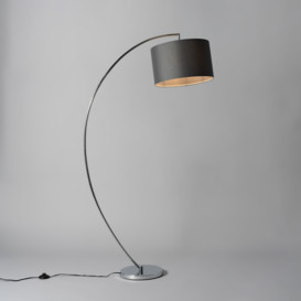 Curtis Arc Floor Lamp with Grey Shade - Chrome - thumbnail 2
