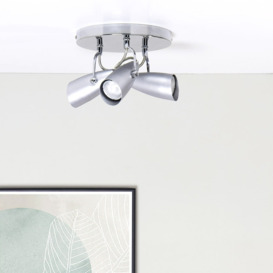Tris 3 Light Adjustable Ceiling Spotlight Plate - Chrome - thumbnail 2