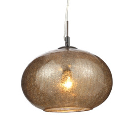 Crackle Effect Glass Ceiling Pendant - Smoke