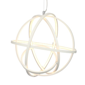 Spherical LED Geometric Frame Ceiling Pendant - White