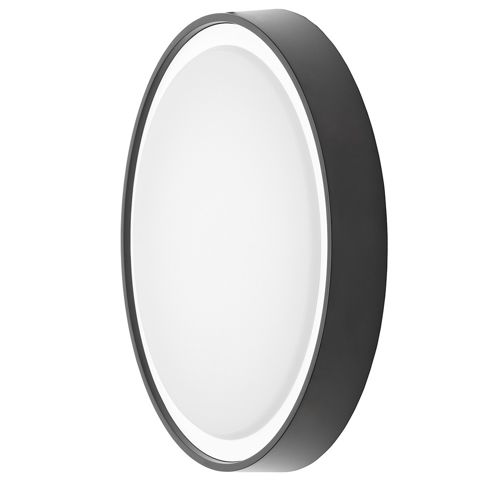 Newton 31cm Outdoor LED Round Flush Wall Light - Black - image 1