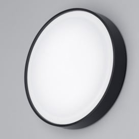 Newton 31cm Outdoor LED Round Flush Wall Light - Black - thumbnail 2