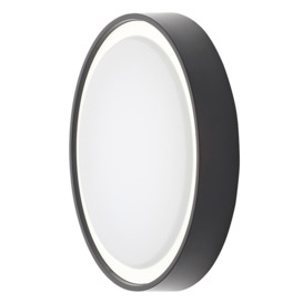 Newton 27cm Outdoor LED Round Flush Wall Light - Black - thumbnail 1