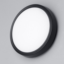 Upton Outdoor LED Circular Wall Light - Black - thumbnail 2