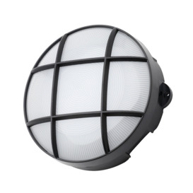 Vega Small 8 Watt LED Round Grid Outdoor Bulkhead Light - Black - thumbnail 1