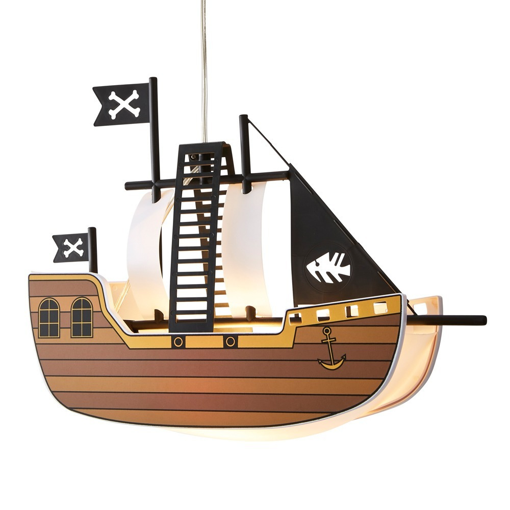 Glow Pirate Ship Ceiling Pendant Light - Brown and Black - image 1